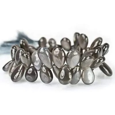 10-15mm Platinum Grey Moonstone Plain Pear Beads, AA Grade 46 pcs