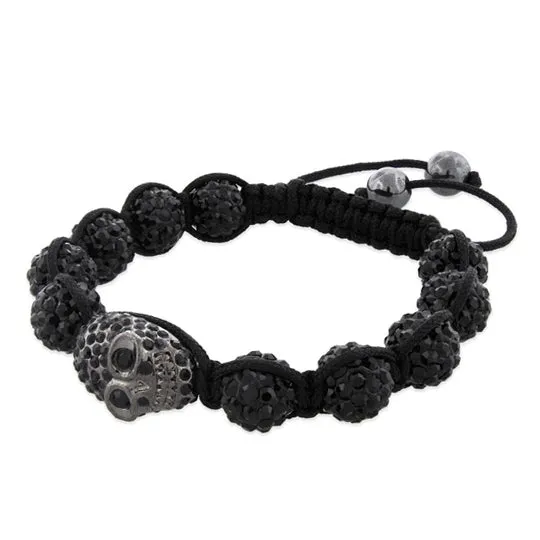 10MM Skull Black Rhinestone Bead Shamballa Bracelet