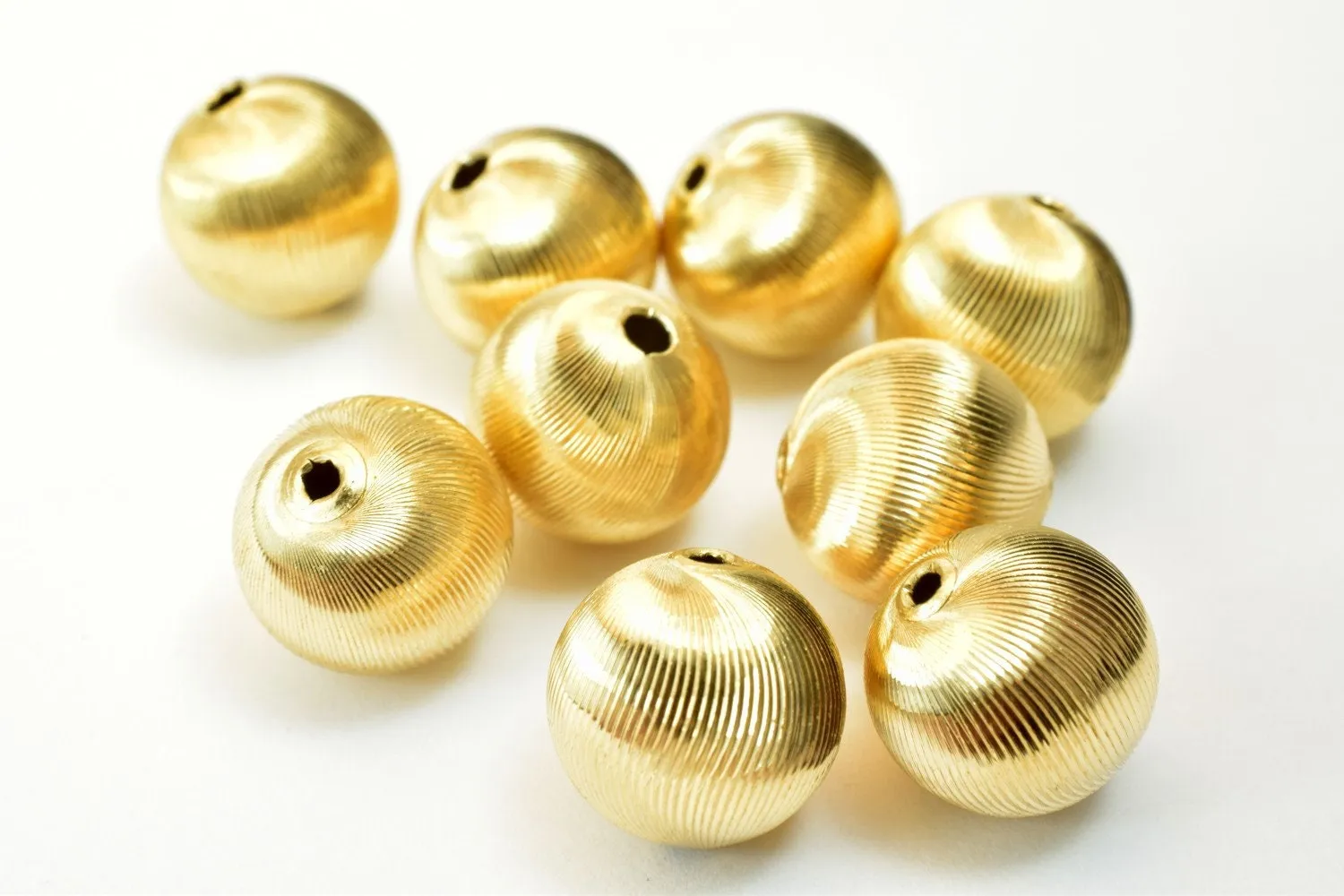 14K Gold Filled Look, 12mm Diamond Cut Round Bead, Premium Quality for Jewelry Making and Crafting