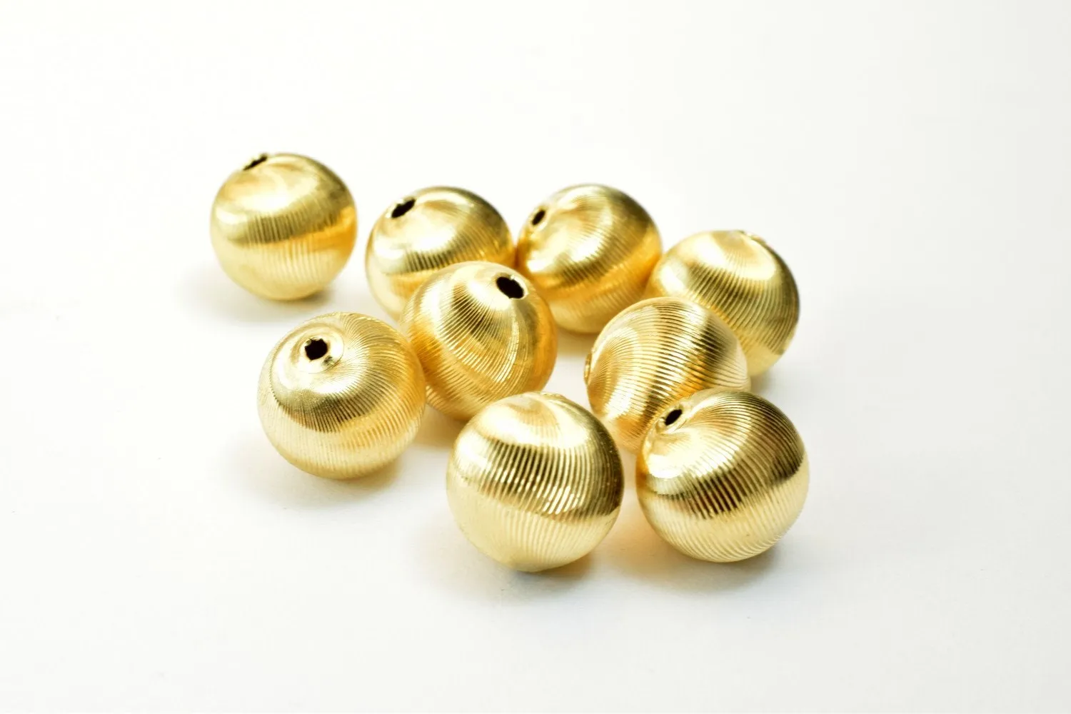 14K Gold Filled Look, 12mm Diamond Cut Round Bead, Premium Quality for Jewelry Making and Crafting