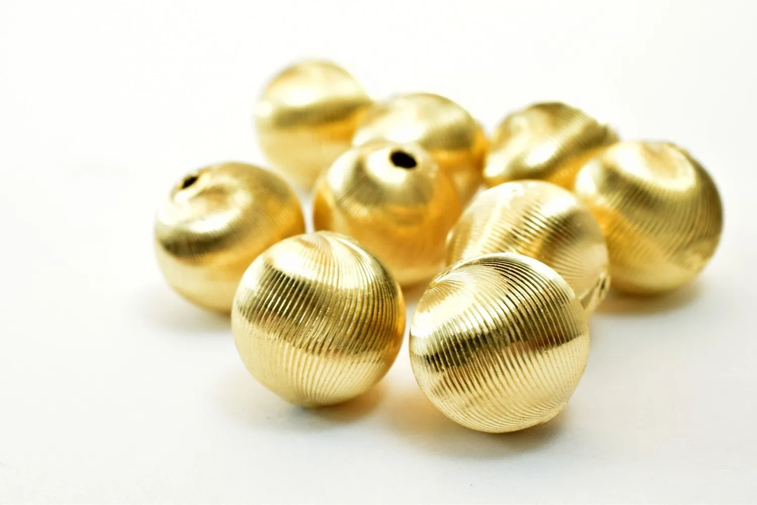 14K Gold Filled Look, 12mm Diamond Cut Round Bead, Premium Quality for Jewelry Making and Crafting