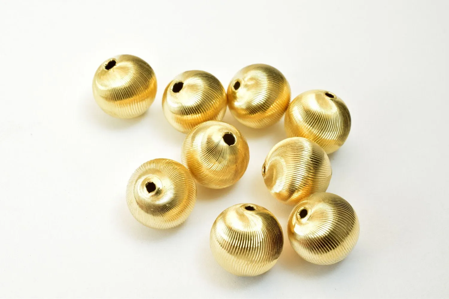 14K Gold Filled Look, 12mm Diamond Cut Round Bead, Premium Quality for Jewelry Making and Crafting