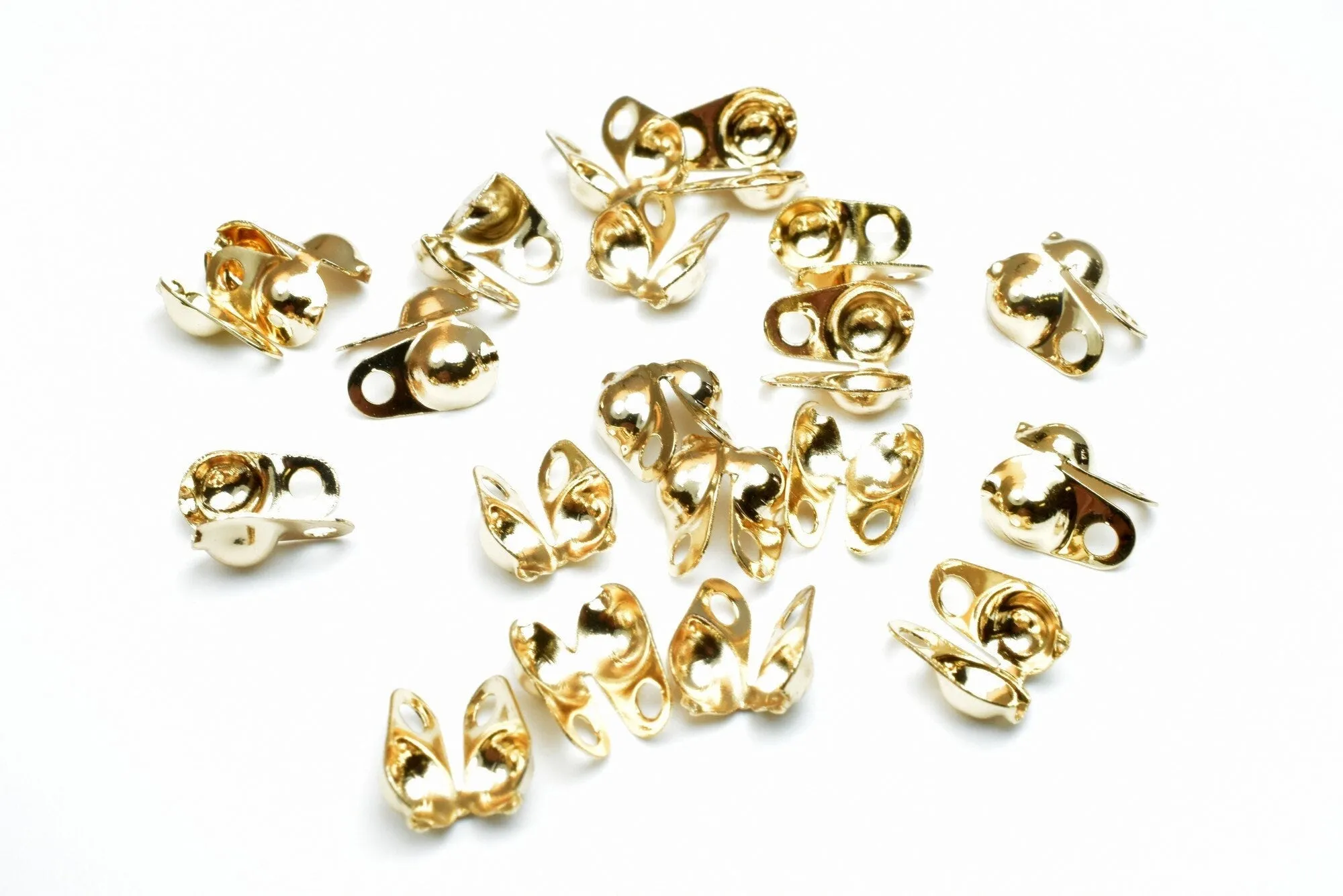 18K Gold Filled Look, Ball Chain End Tip Beads Set - Assorted Sizes for Jewelry Crafting, Elegant Crimp Cover Finishes