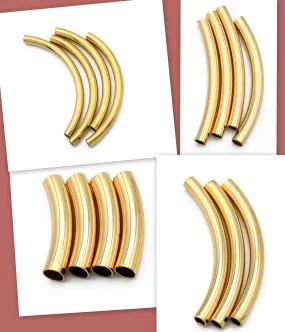 18K Gold Filled Seamless Curve Tube Beads - Essential Findings for Jewelry Makers & Wholesale Collection