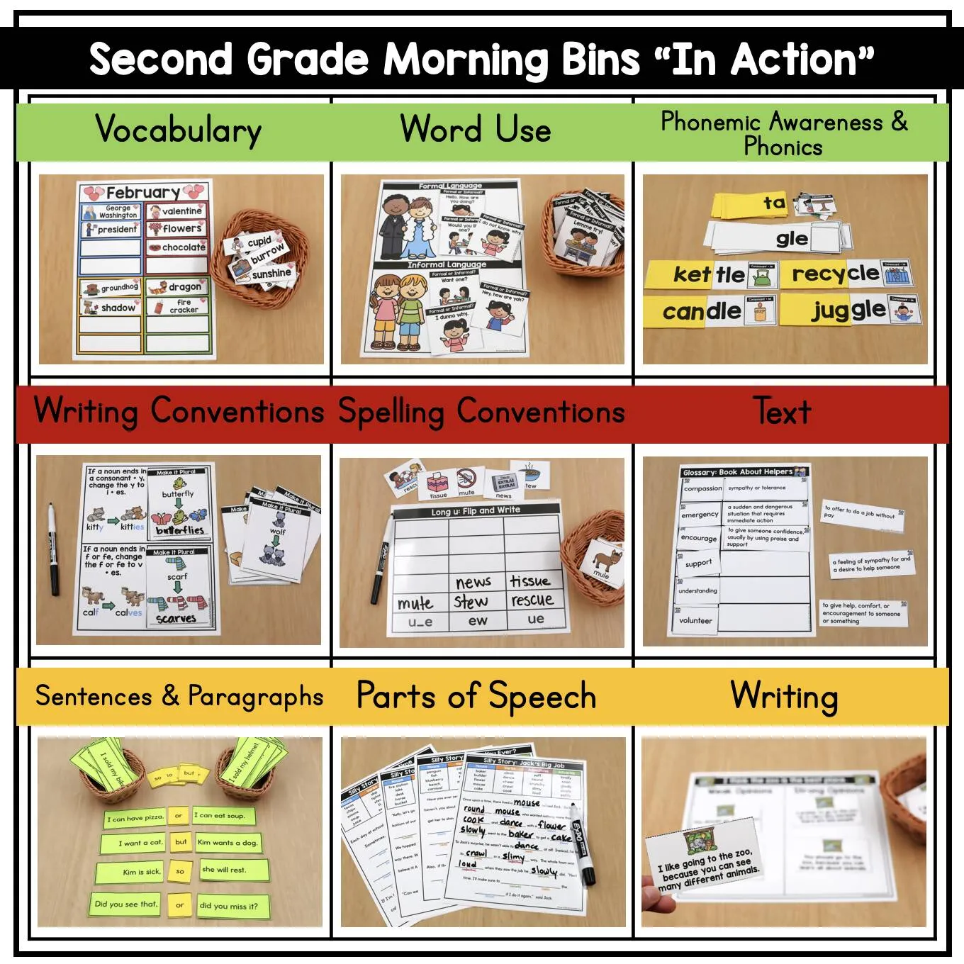 2nd Grade February Morning Bins | Printable Classroom Resource | The Moffatt Girls