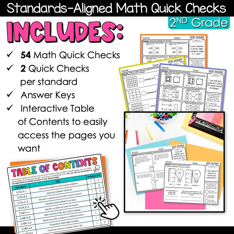 2nd Grade Math | Assessments, Morning Work, Test Prep, Review, Homework | Joey Udovich