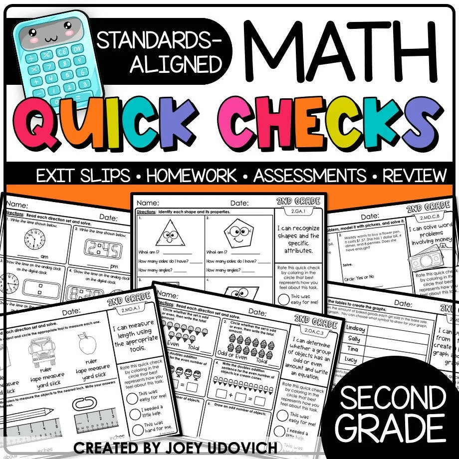 2nd Grade Math | Assessments, Morning Work, Test Prep, Review, Homework | Joey Udovich