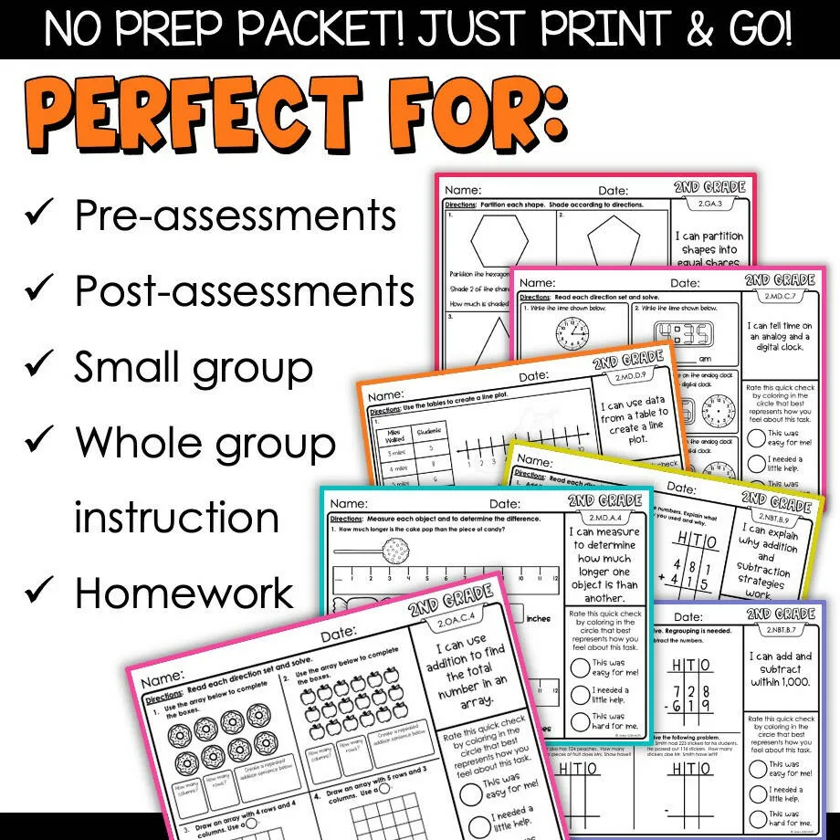 2nd Grade Math | Assessments, Morning Work, Test Prep, Review, Homework | Joey Udovich