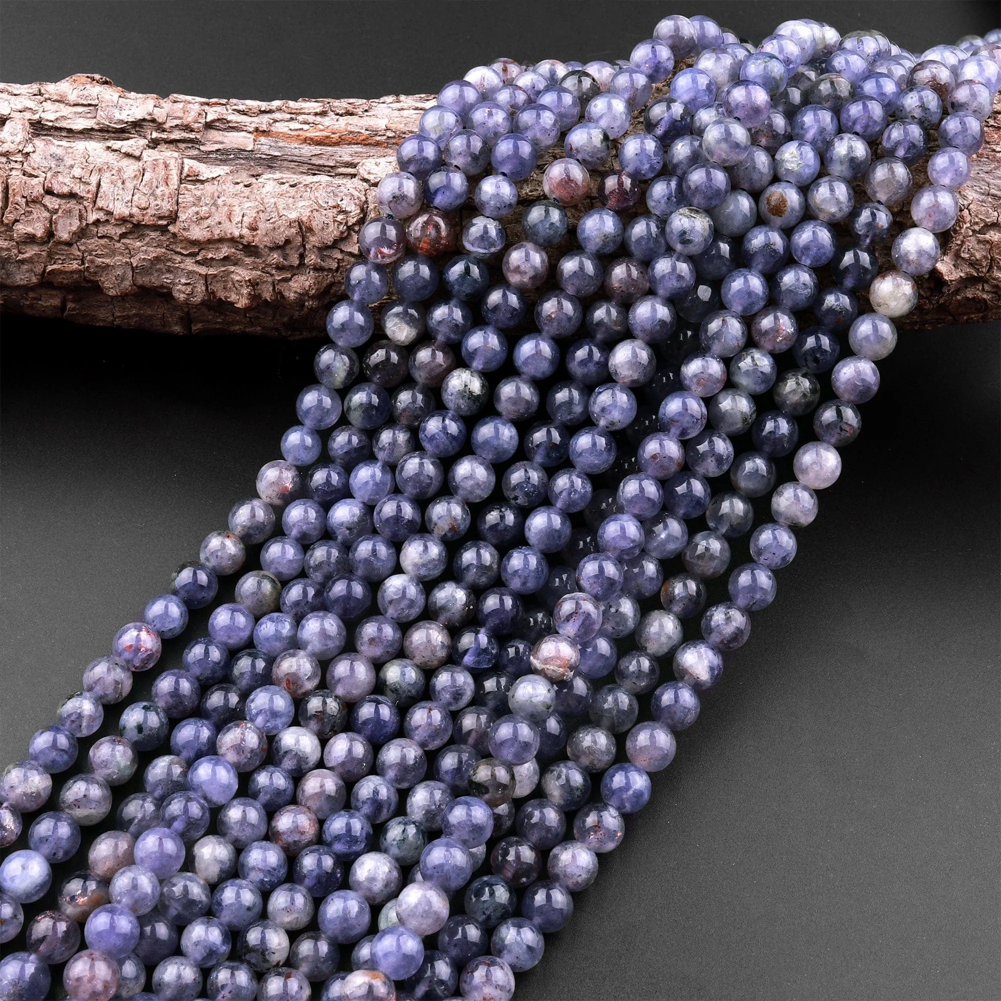 AA Natural Sunstone Iolite 6mm 8mm Round Beads 15.5" Strand