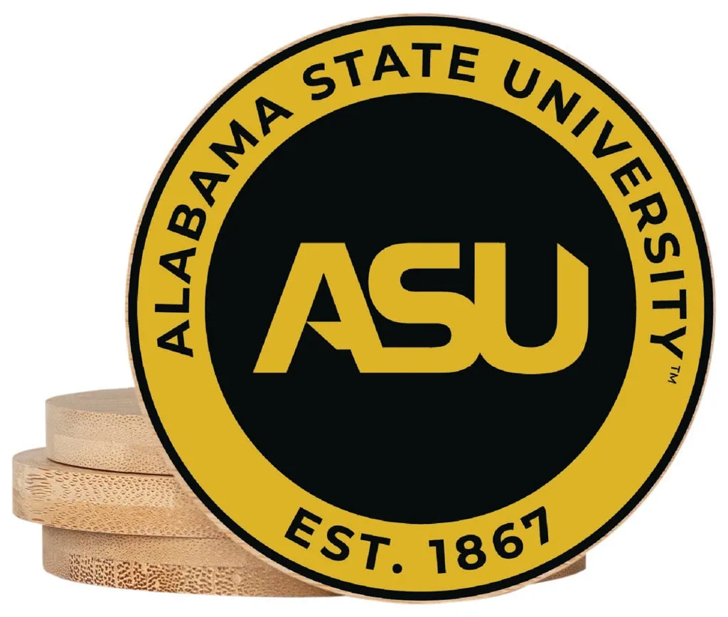 Alabama State University Coaster Wooden 3.5 x 3.5-Inch 4 Pack Officially Licensed Collegiate Product