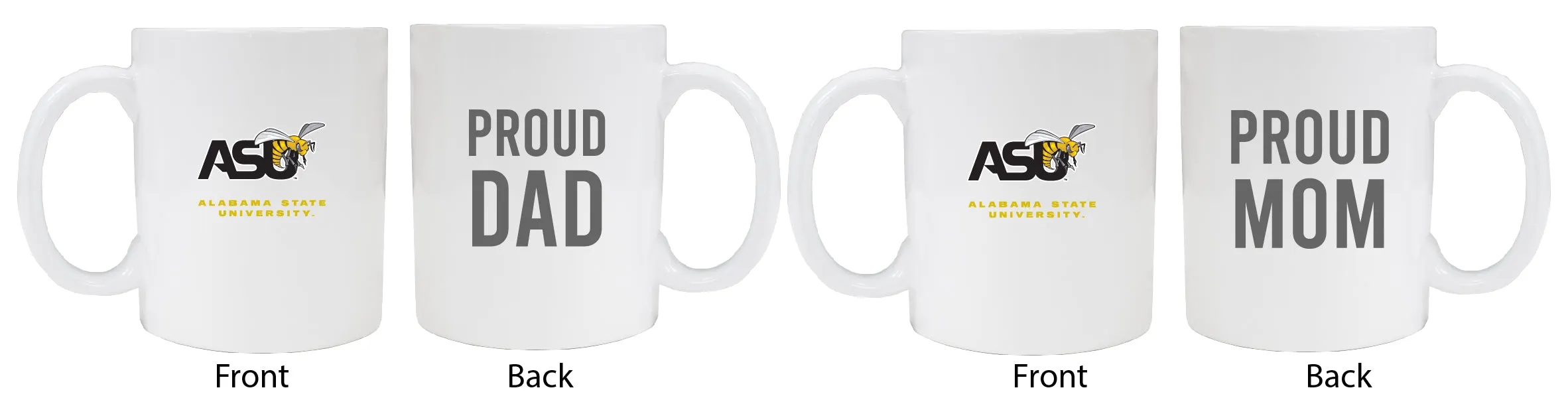 Alabama State University Proud Mom And Dad White Ceramic Coffee Mug 2 pack (White)