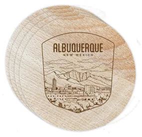 Albuquerque New Mexico Souvenir Etched Coaster Wooden 3.5 x 3.5-Inch 4 Pack