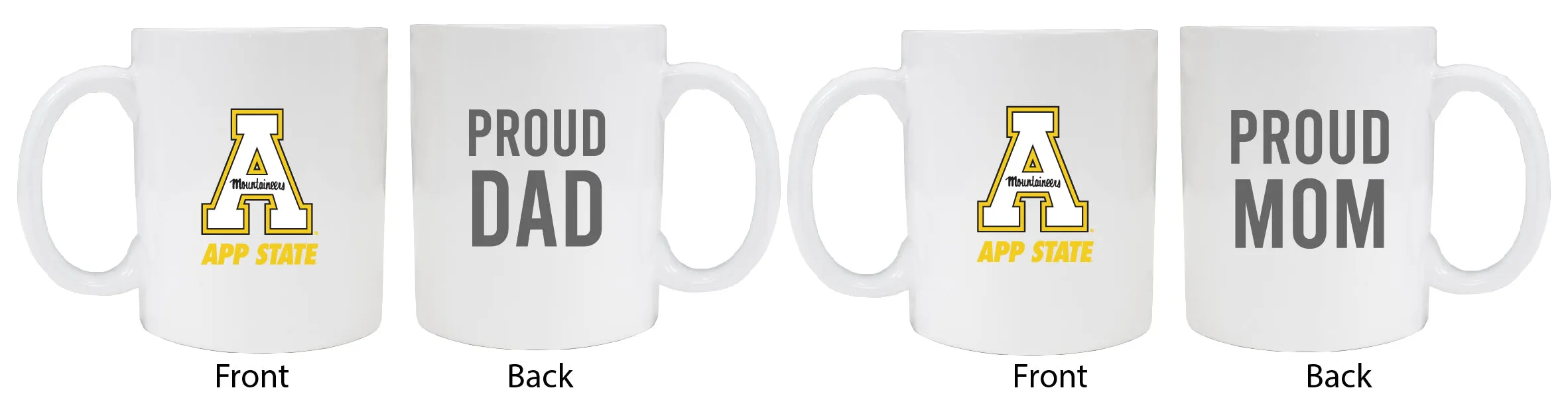 Appalachian State Proud Mom And Dad White Ceramic Coffee Mug 2 pack (White)