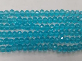 Aqua Blue Tyre Crystal Glass Beads (Wholesale