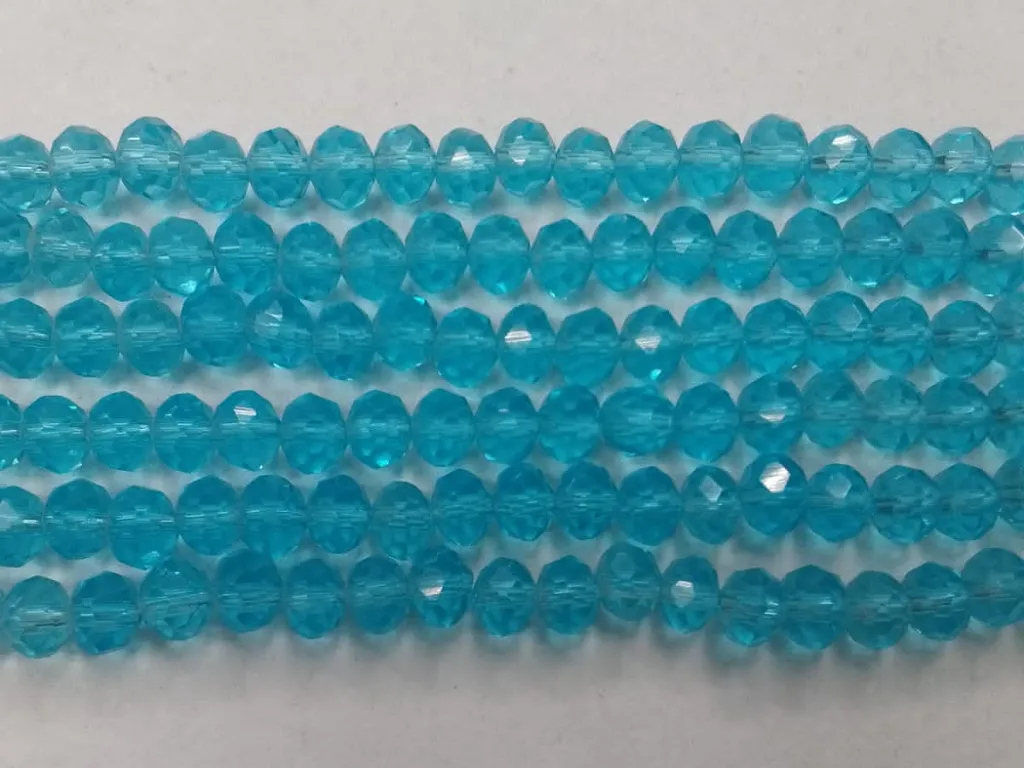 Aqua Blue Tyre Crystal Glass Beads (Wholesale