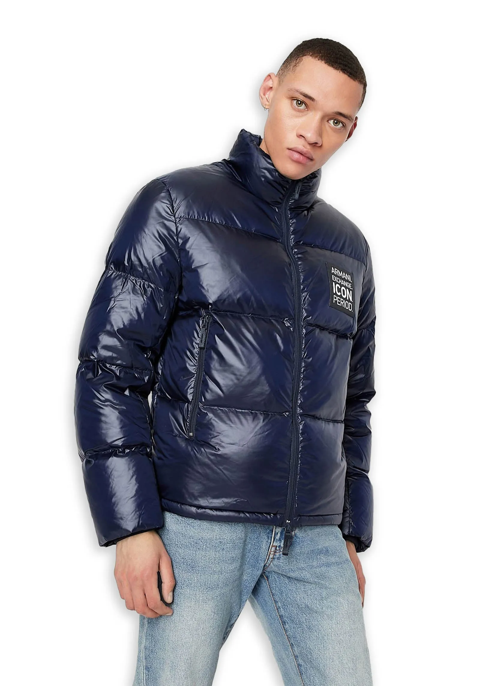 Armani Man Woven Down Jacket Blue Men's Down Jacket