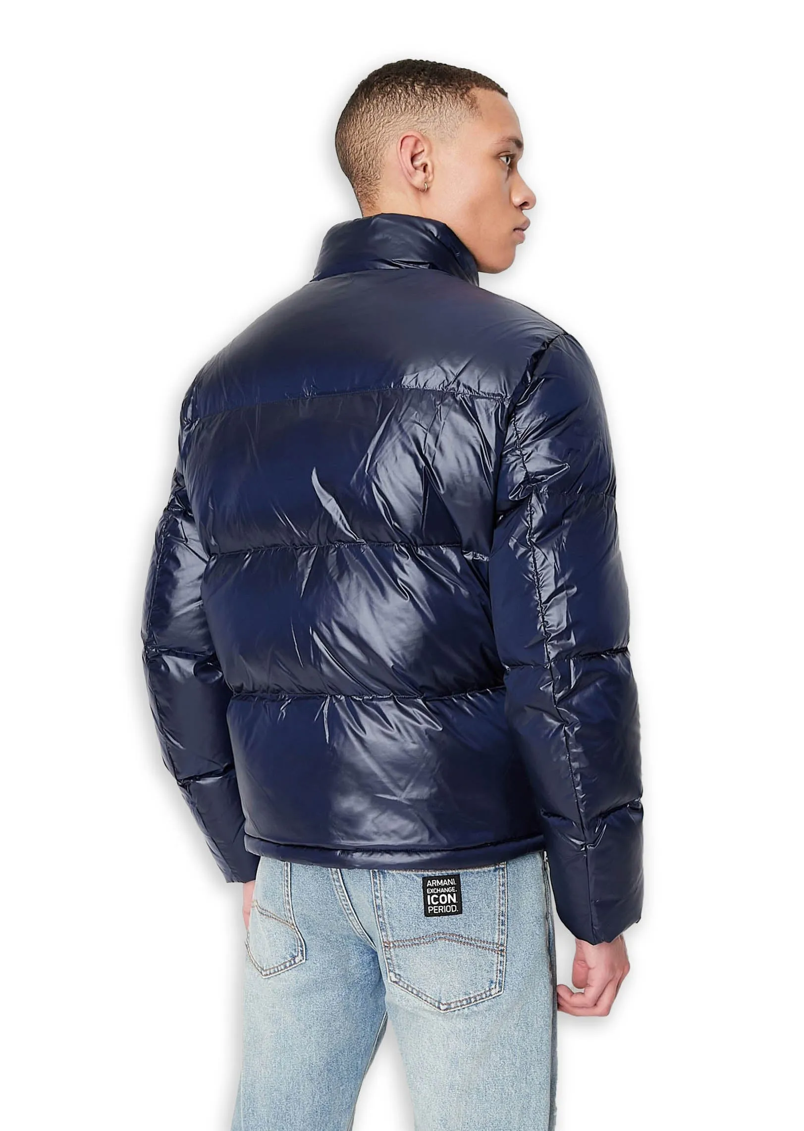 Armani Man Woven Down Jacket Blue Men's Down Jacket