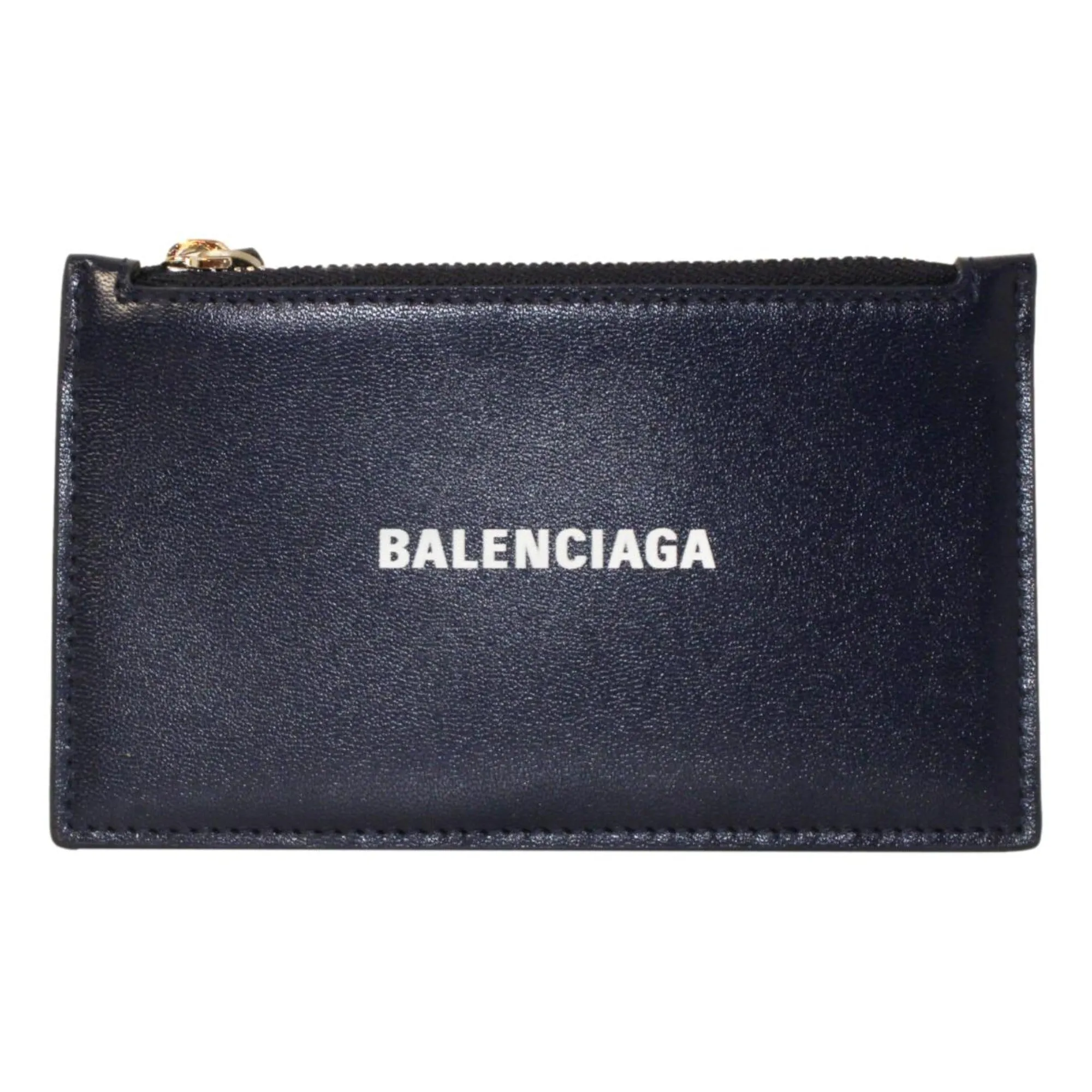 Balenciaga Cash Navy Leather Large Coin Card Holder Wallet