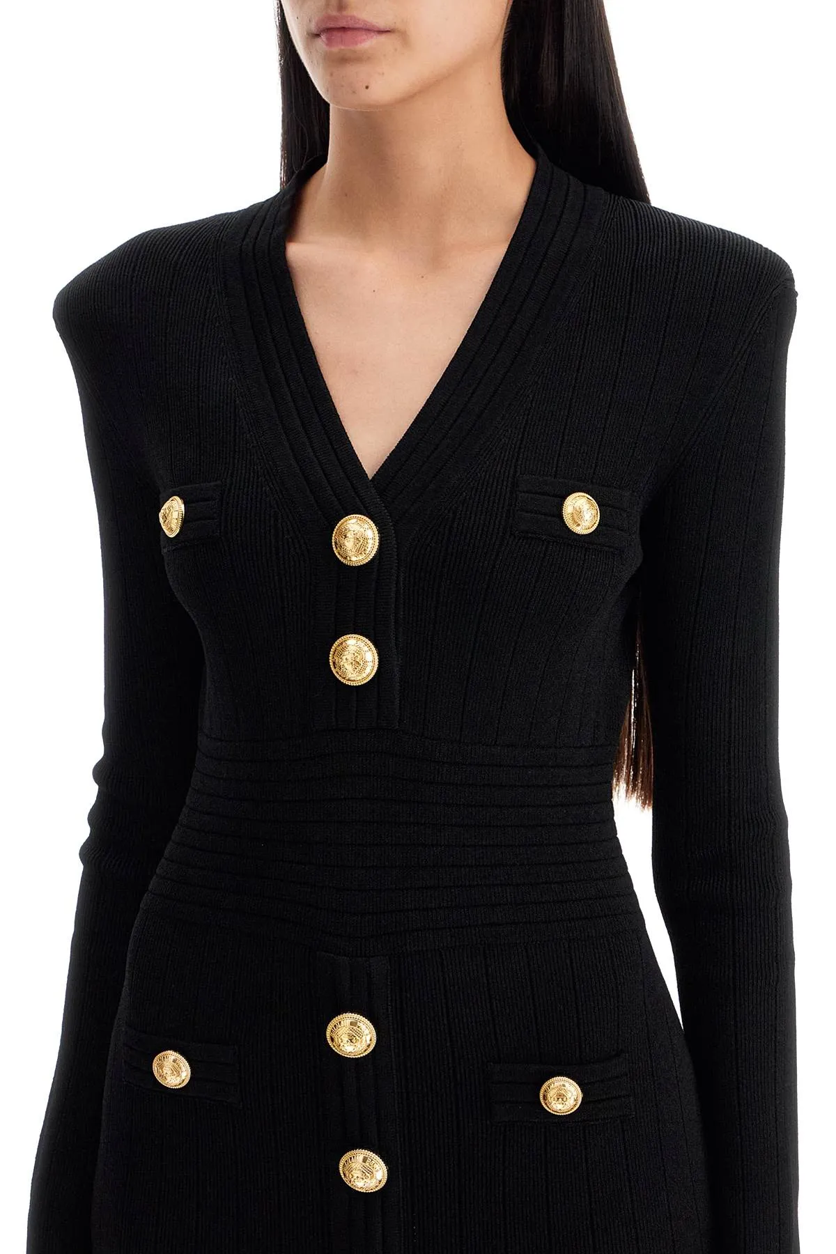 BALMAIN knitted mini dress with buttons