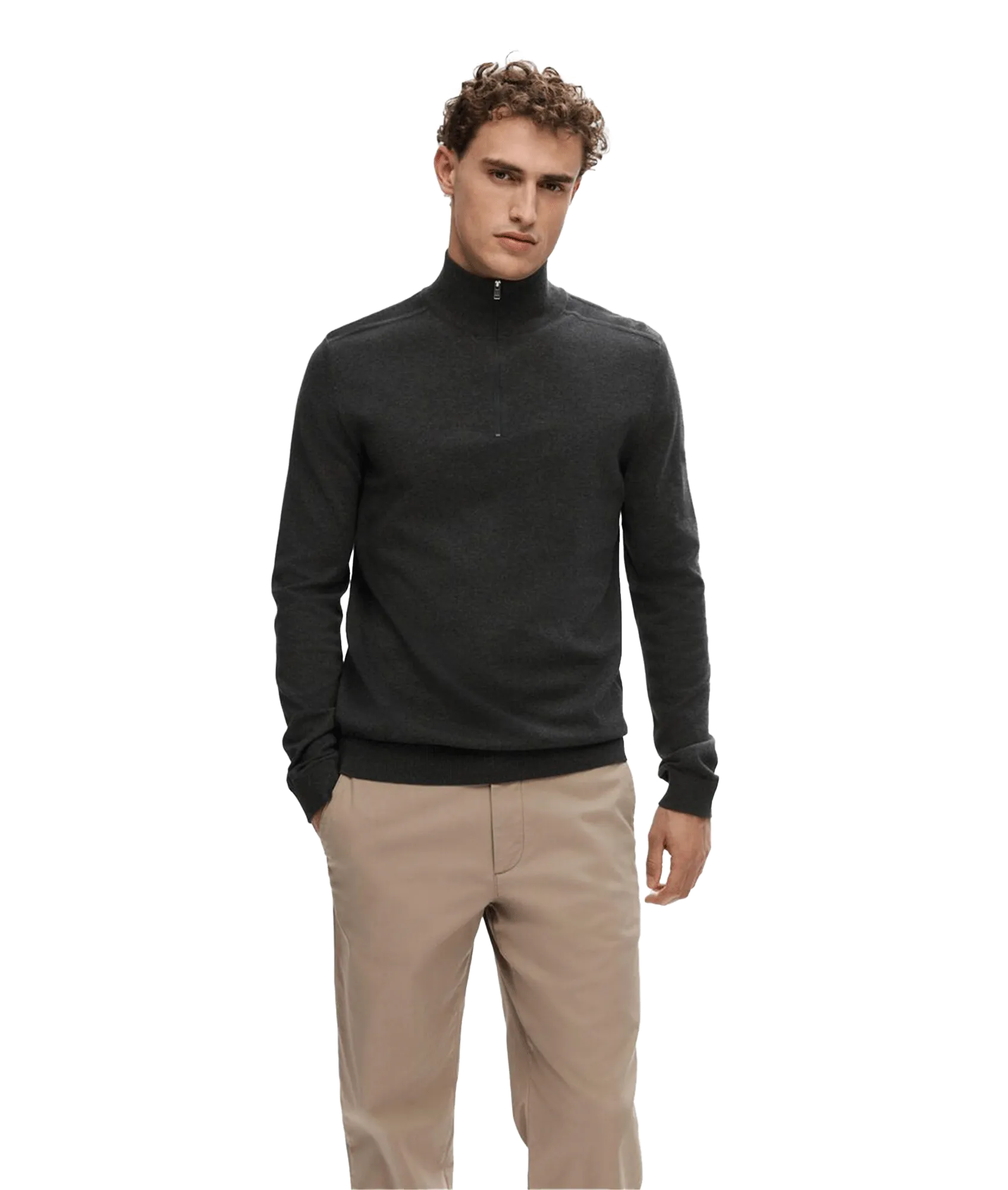 Berg Half Zip Knitted Jumper - Grey