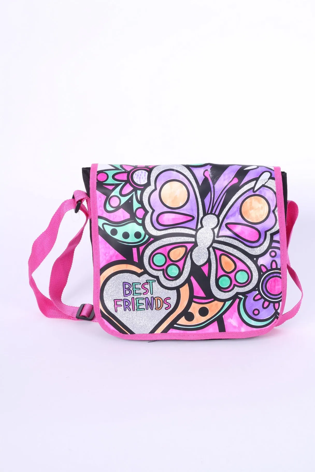 Best Friends Shoulders Bag Black Pink Butterfly