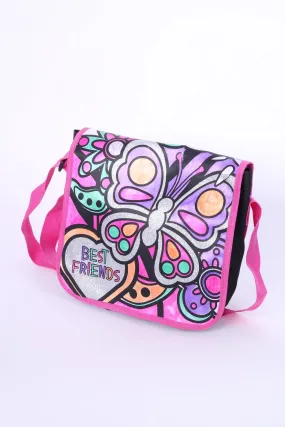 Best Friends Shoulders Bag Black Pink Butterfly