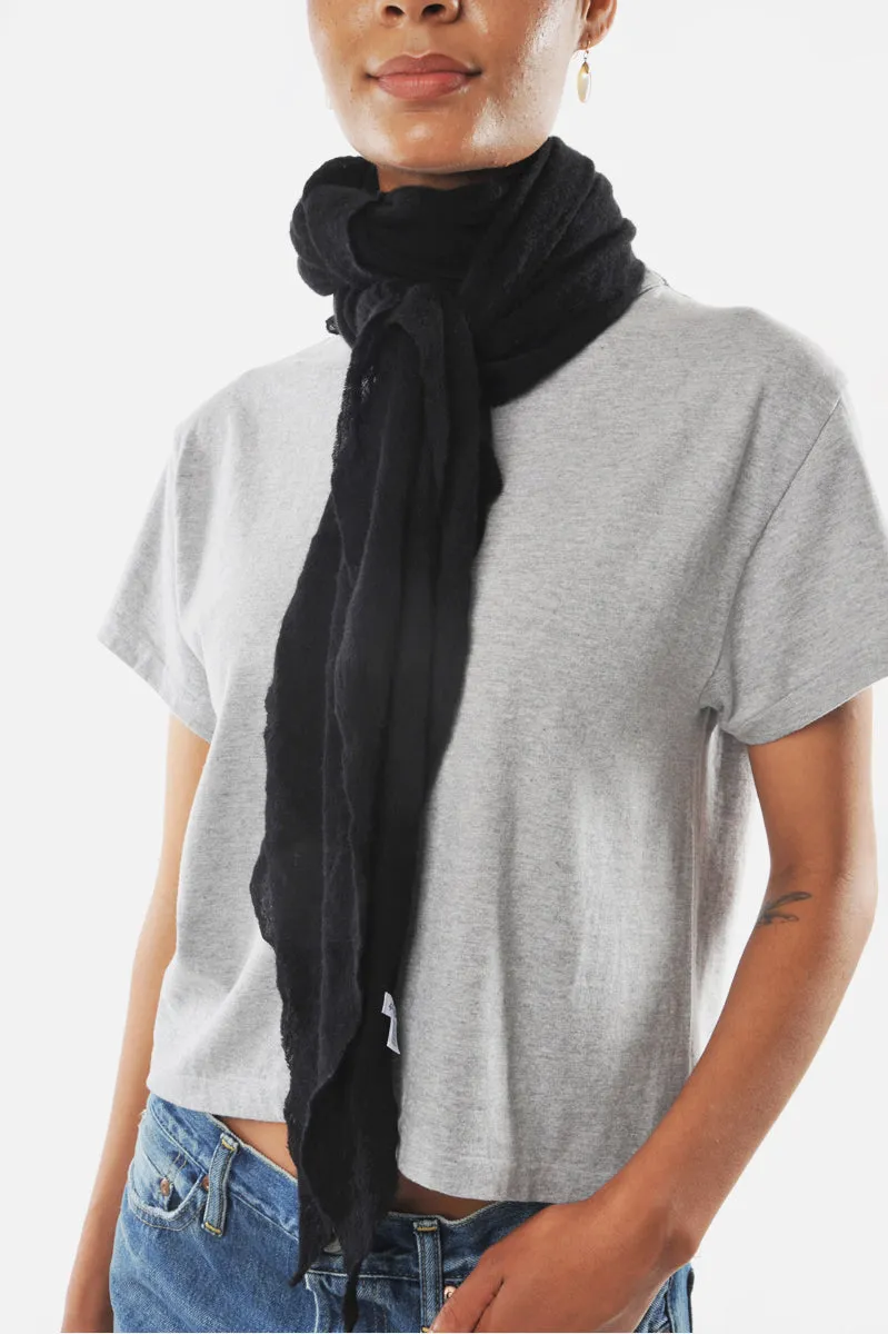 Black Classic Knit Diamond Cashmere Scarf