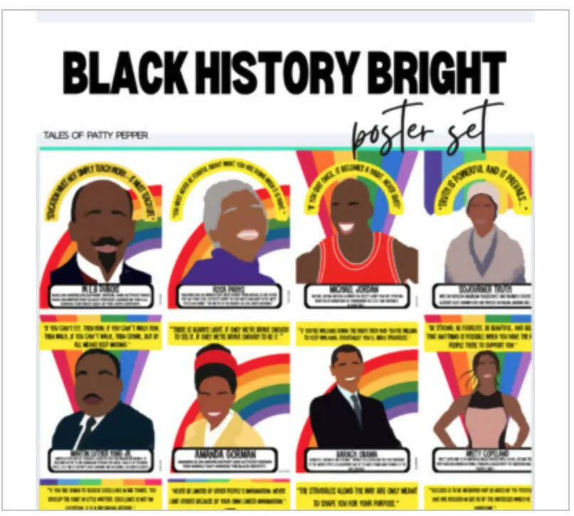 Black History Quote Bright Poster Set | Printable Classroom Resource | Tales of Patty Pepper