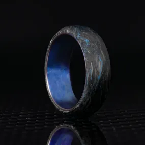 Blue Burl Carbon Fiber Ring with Anodized Titanium Liner