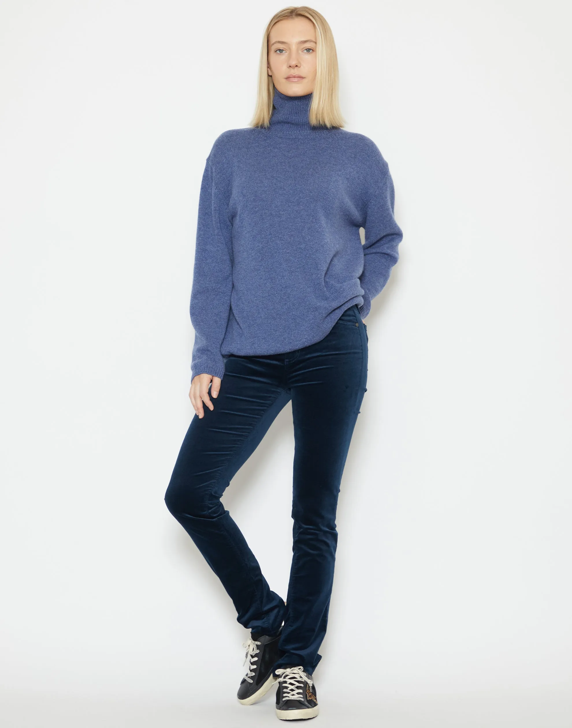 Blue Cashmere Turtleneck Jara Pullover