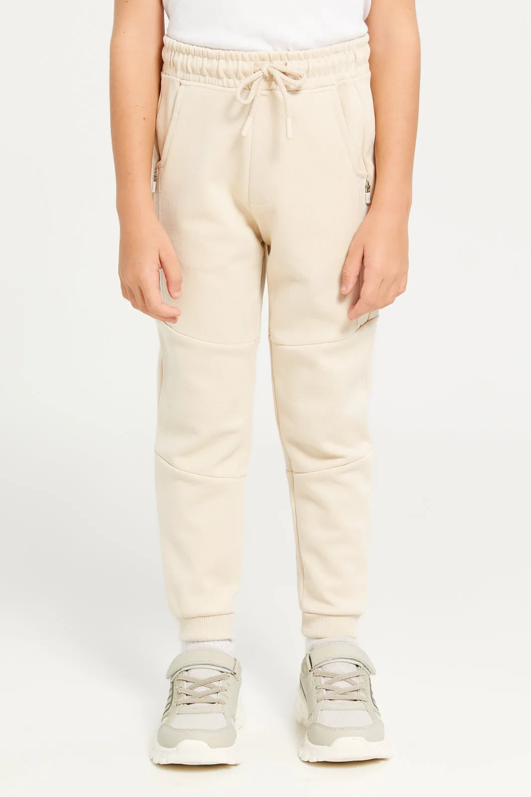 Boys Beige Cut & Sew Jogger