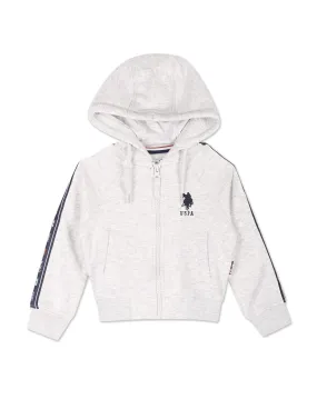 Boys Hooded Brand Tape HeatheSweatshirt