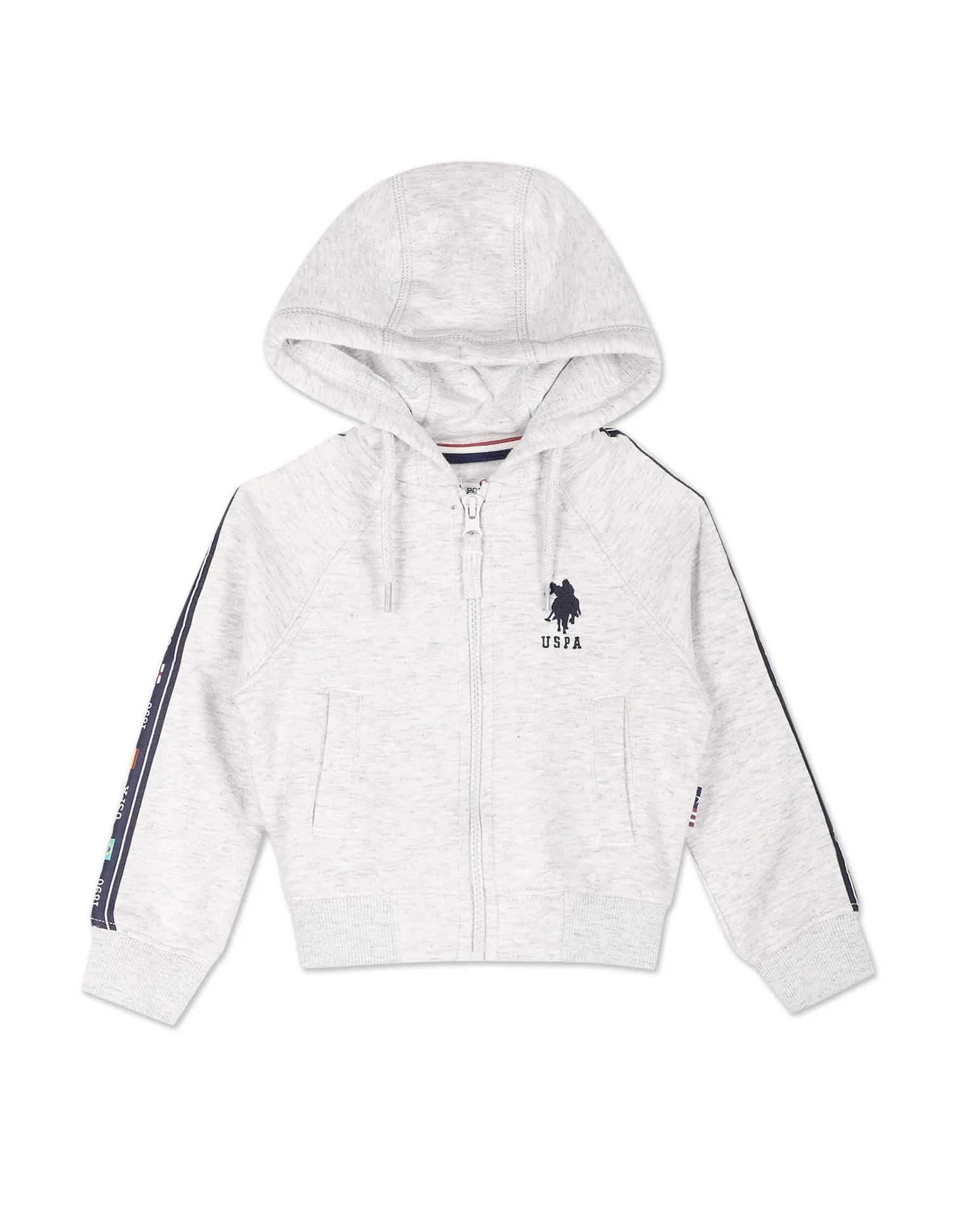 Boys Hooded Brand Tape HeatheSweatshirt