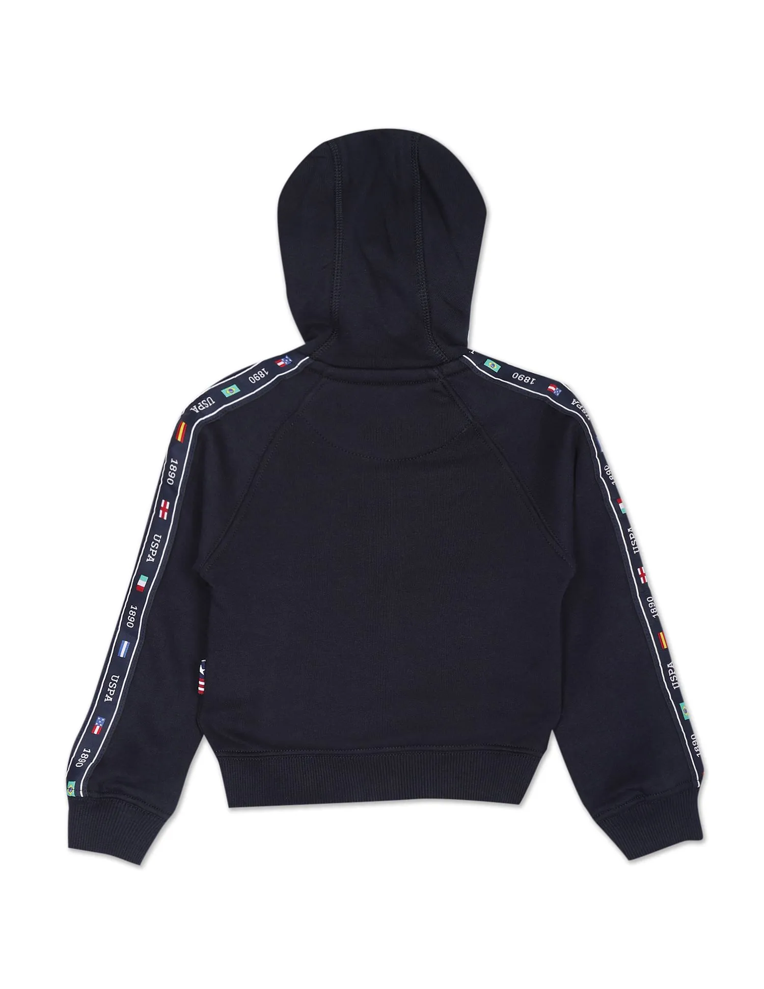 Boys Hooded Zip Up Brand Taped Sweatshirt