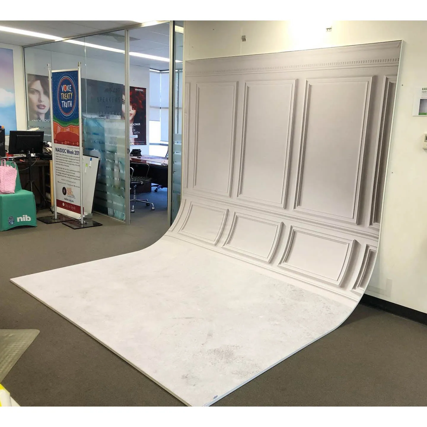 C54 Cement Floor Panelled Wall Fabric Skin for the Easiframe Curved Cyclorama System Standard Frame (Made To Order)