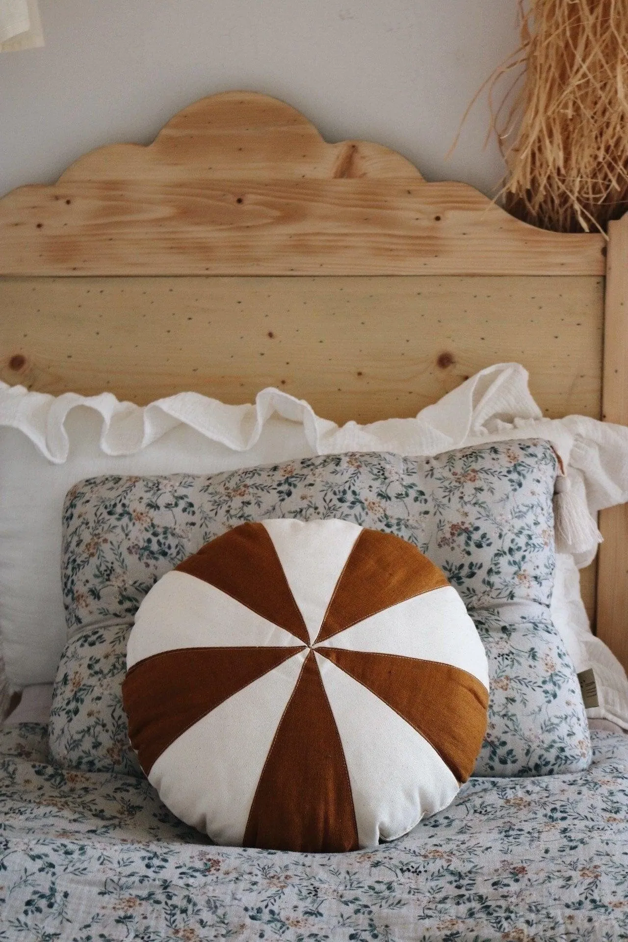 Caramel Circus Round Patchwork Pillow