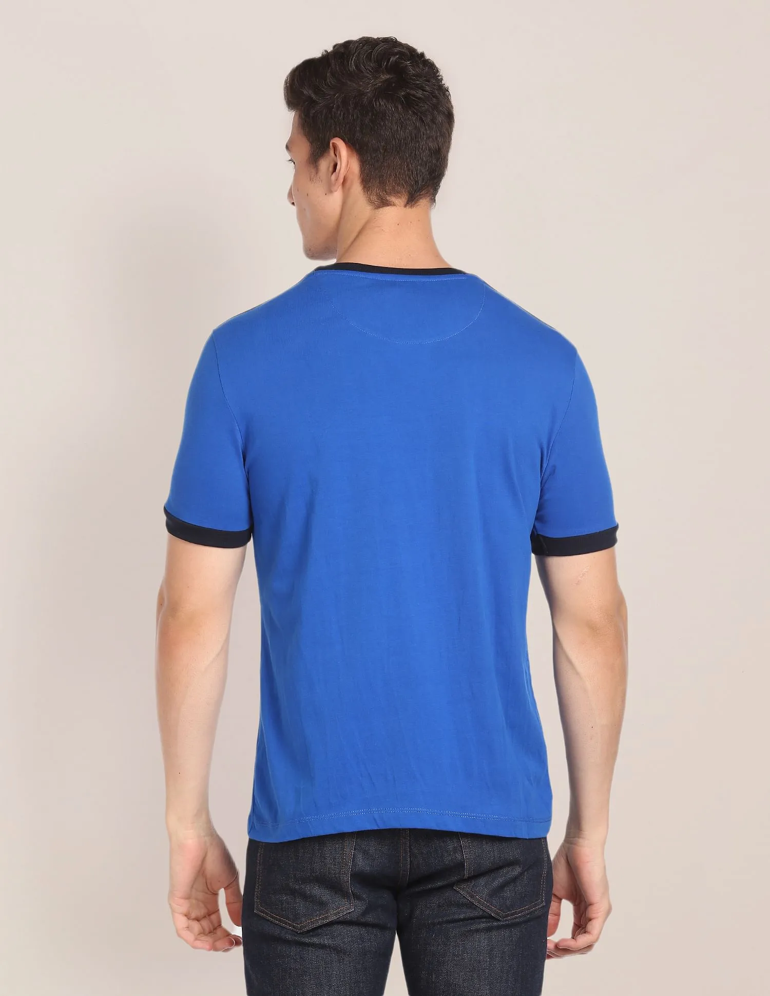 Contrast Tape Cotton T-Shirt