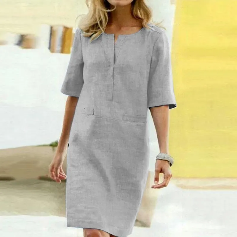 Cotton Linen Party Short Dress