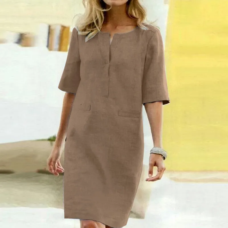 Cotton Linen Party Short Dress