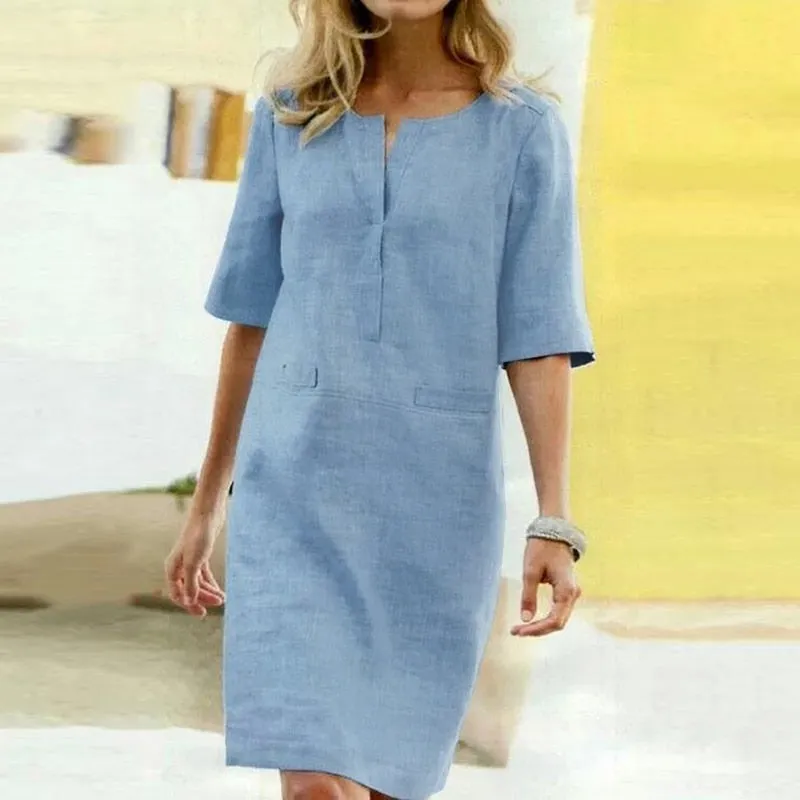 Cotton Linen Party Short Dress