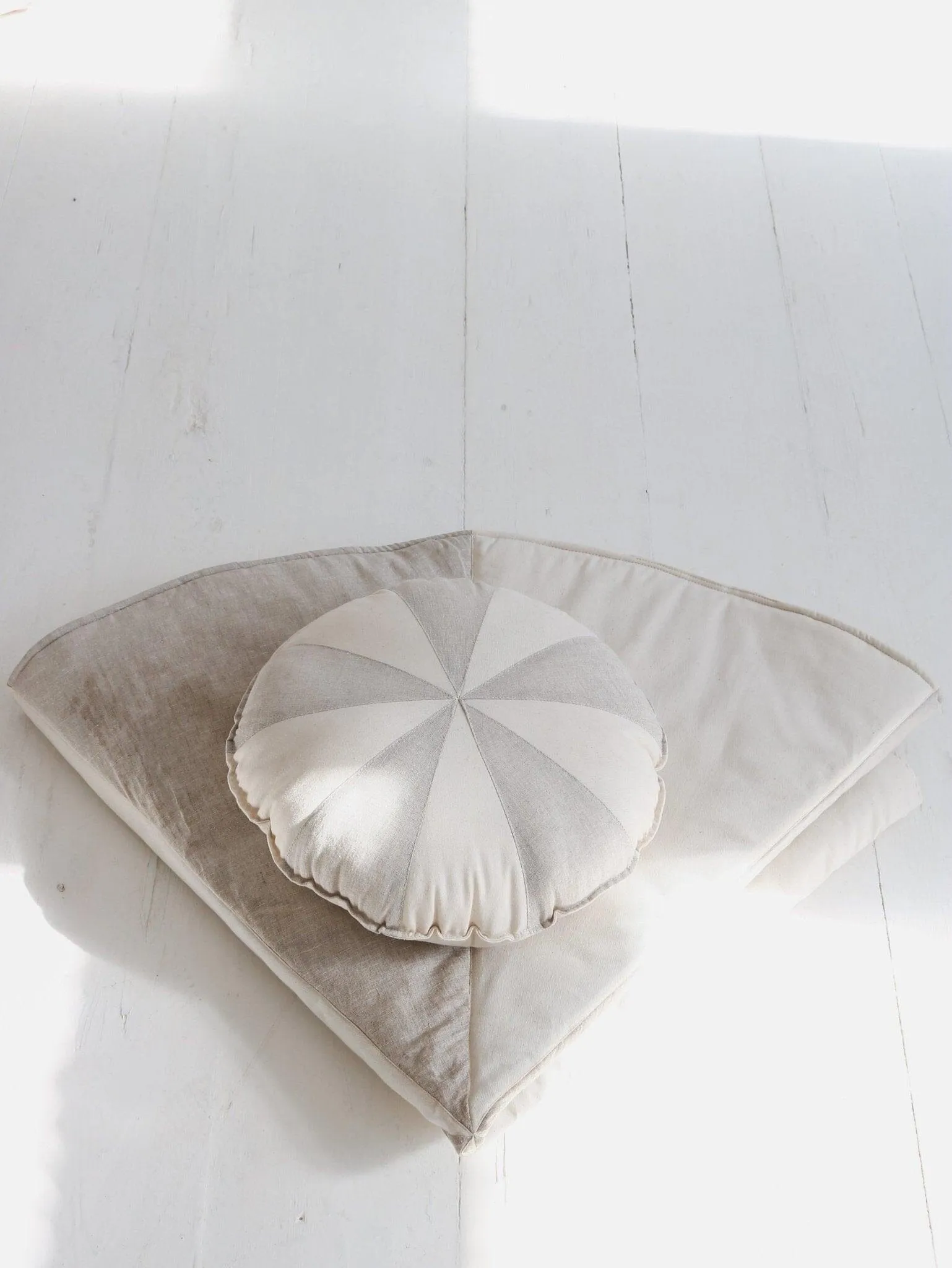 Cream Circus Round Patchwork Pillow