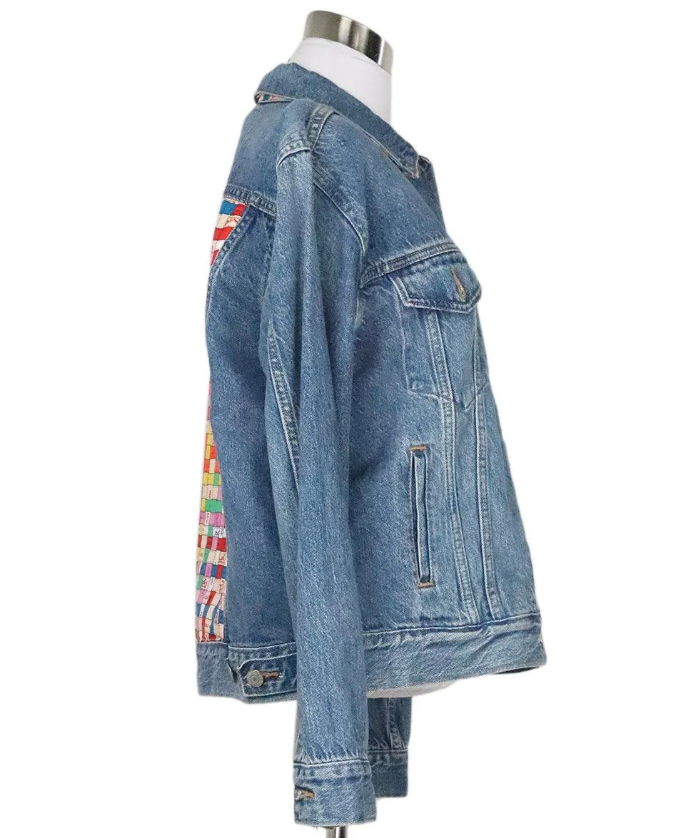 DCAL Denim Jacket w/ Hermes Scarf Lining sz 8