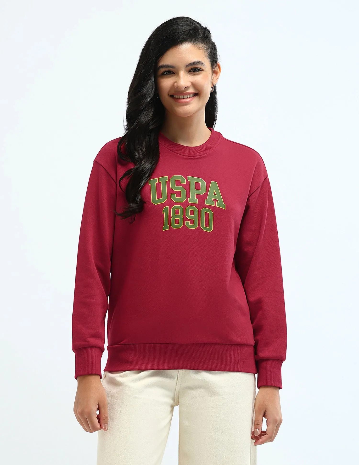 Drop Shoulder Brand Print Sweatshirt