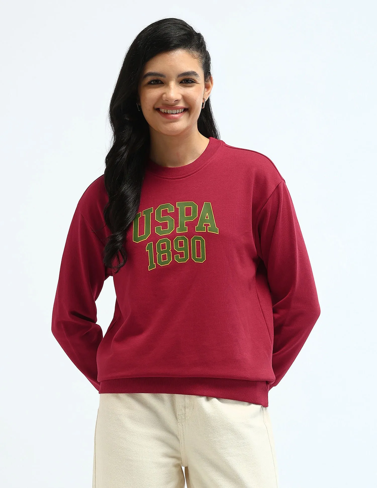 Drop Shoulder Brand Print Sweatshirt