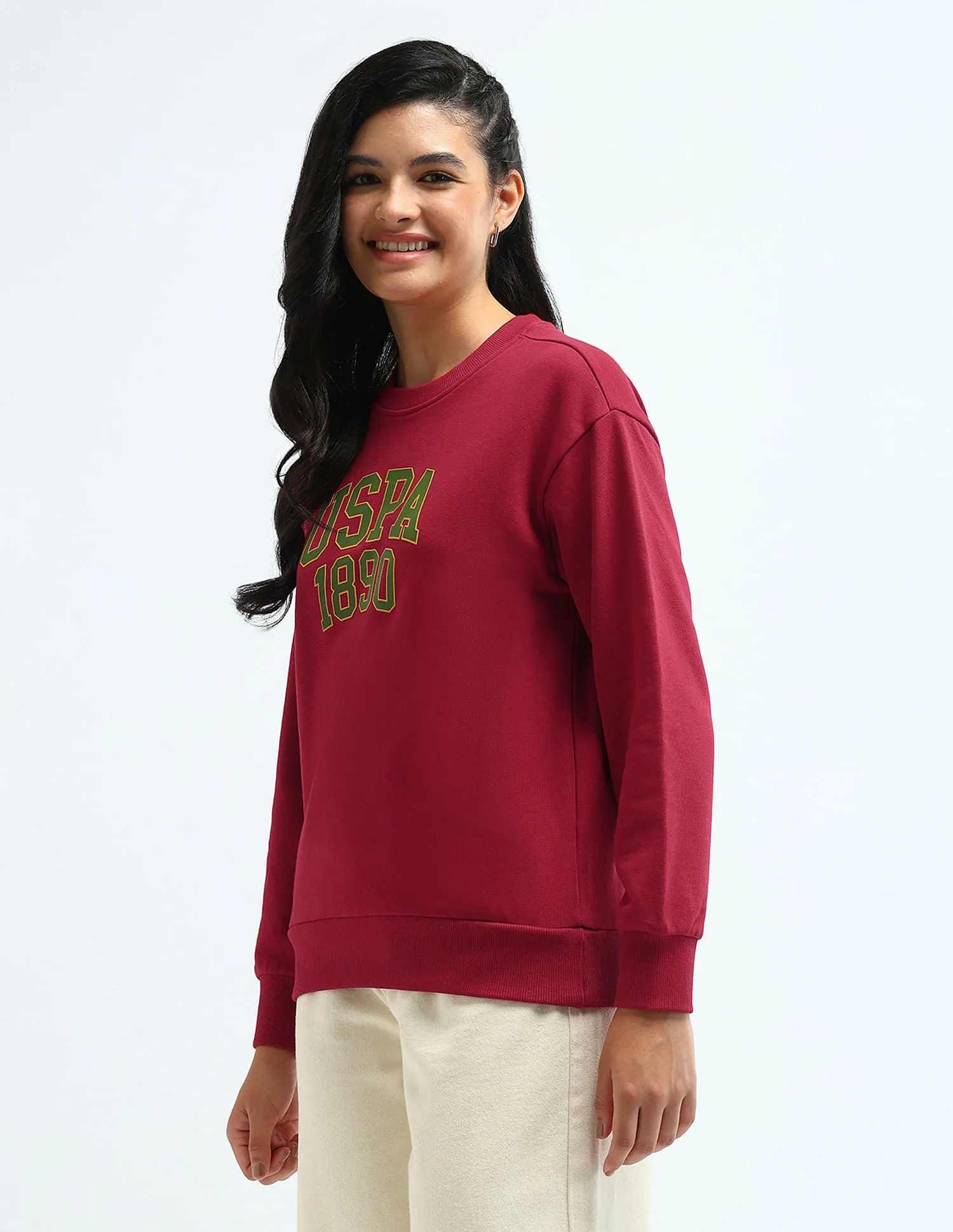 Drop Shoulder Brand Print Sweatshirt