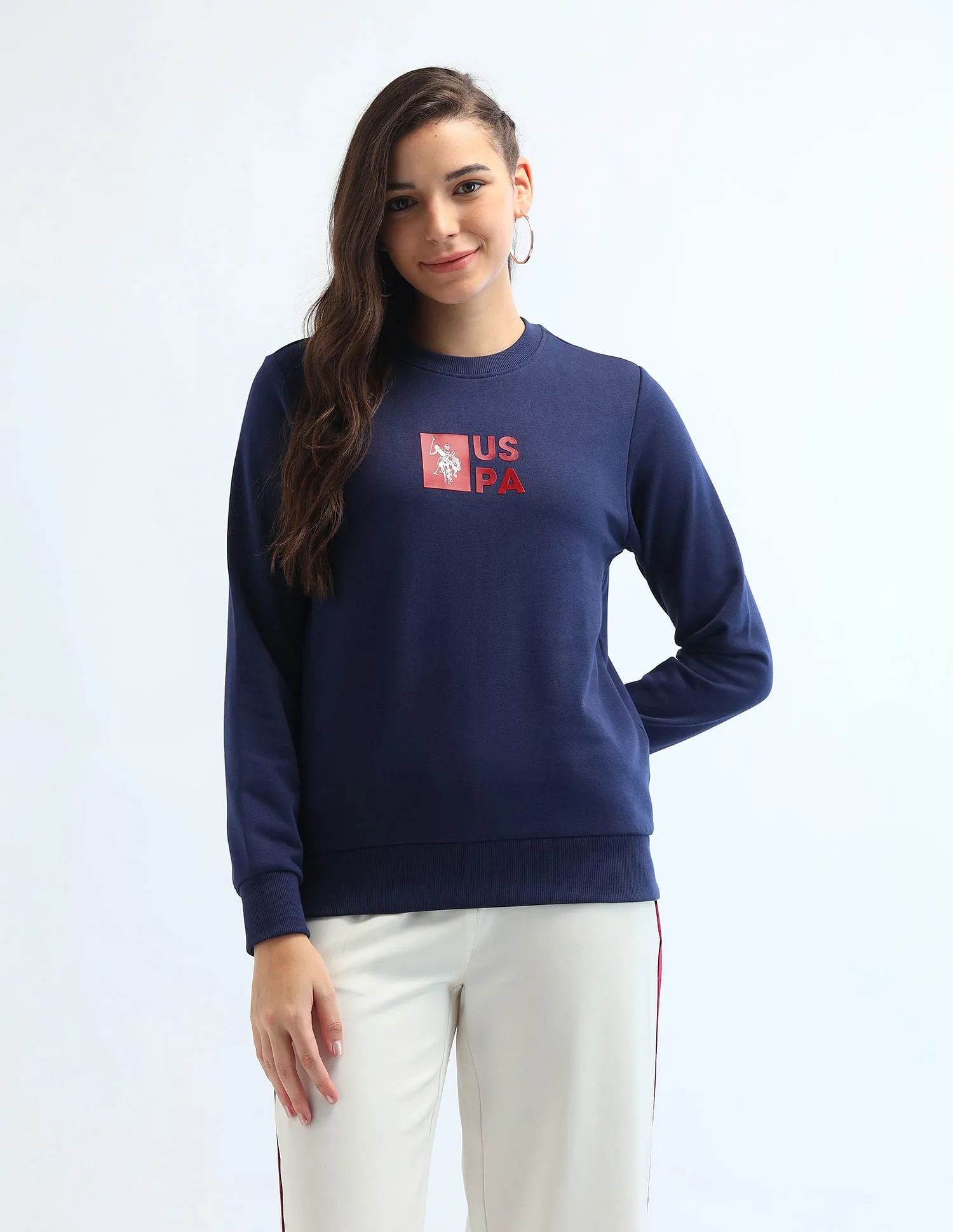 Drop Shoulder Brand Printed Sweatshirt