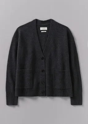 Ffion Wool Cashmere Boxy Cardigan | Charcoal