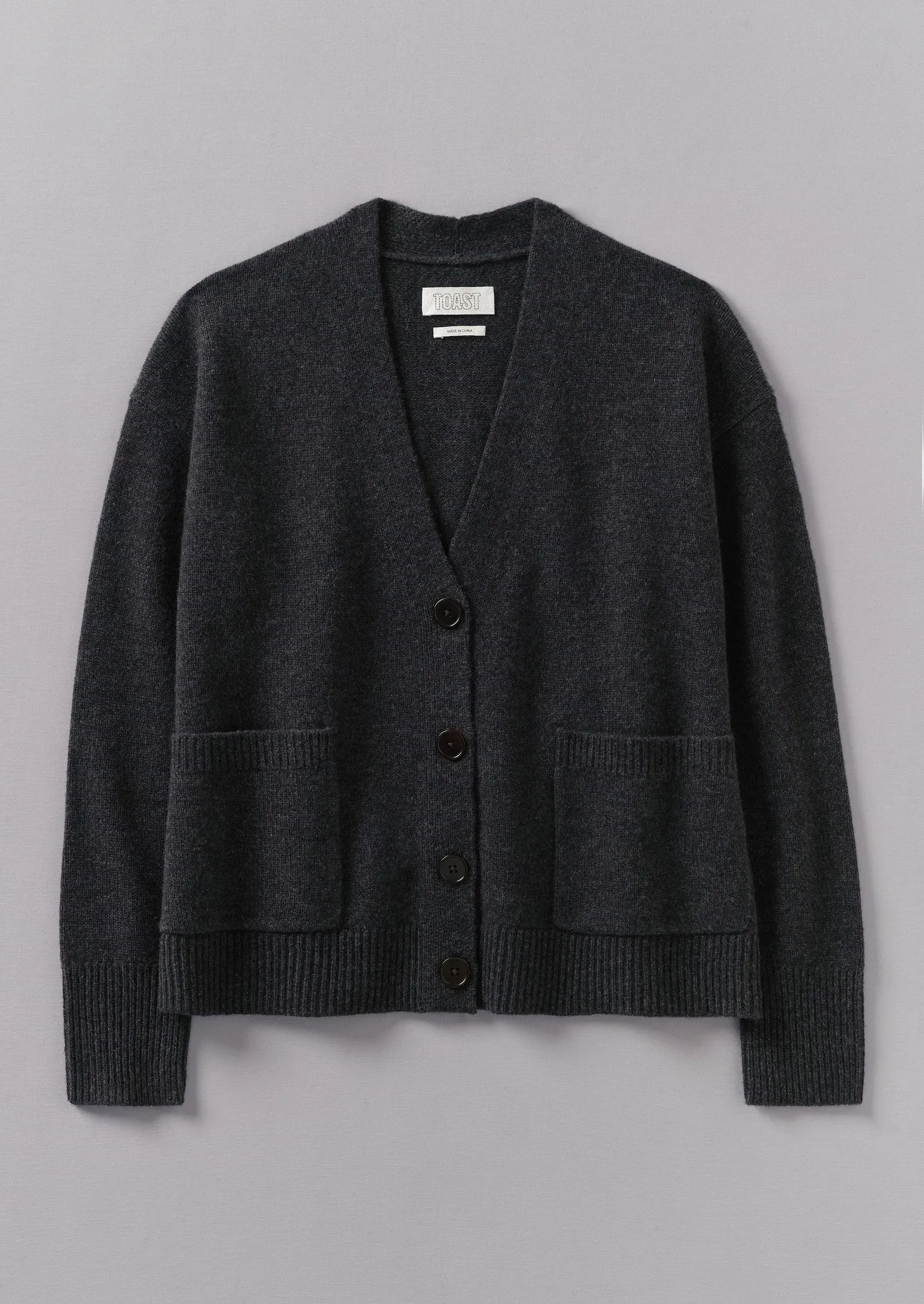 Ffion Wool Cashmere Boxy Cardigan | Charcoal