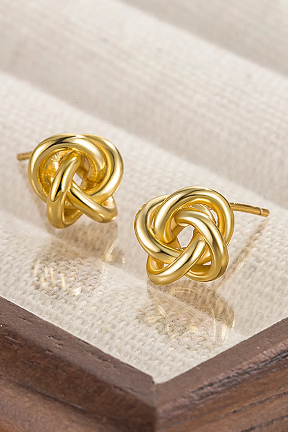 Gold Minimalism Knotted Plated Stud Earrings