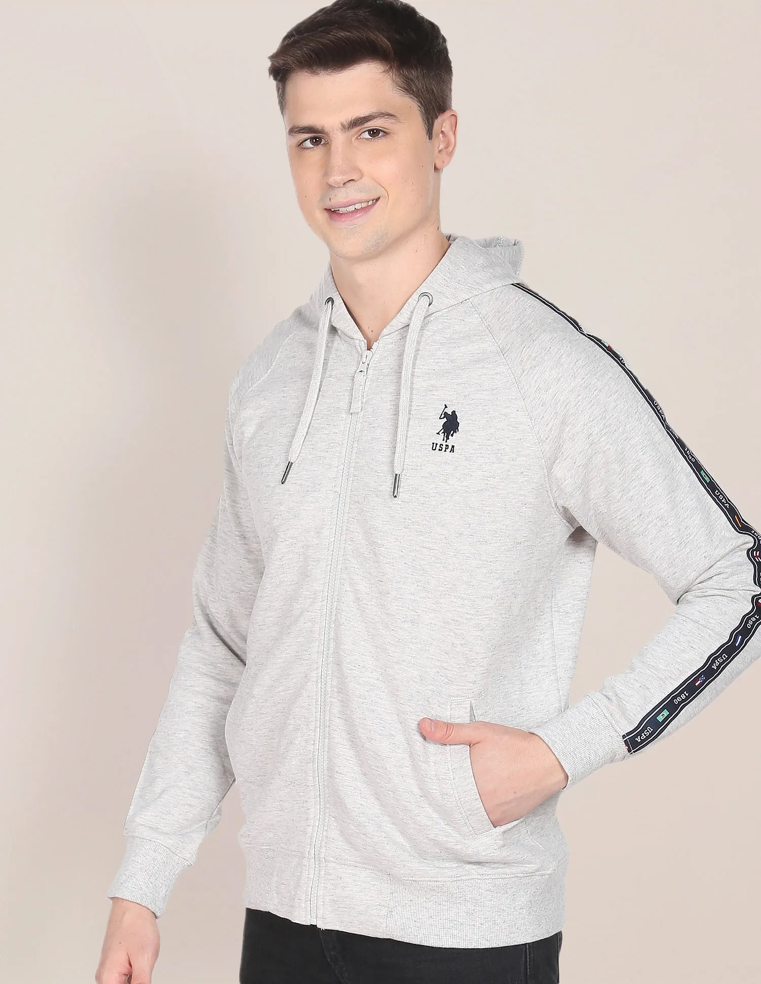 Hooded Full Zip Heathered Sweatshirt